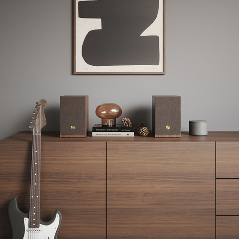 A28 Powered Stereo Speakers Walnut